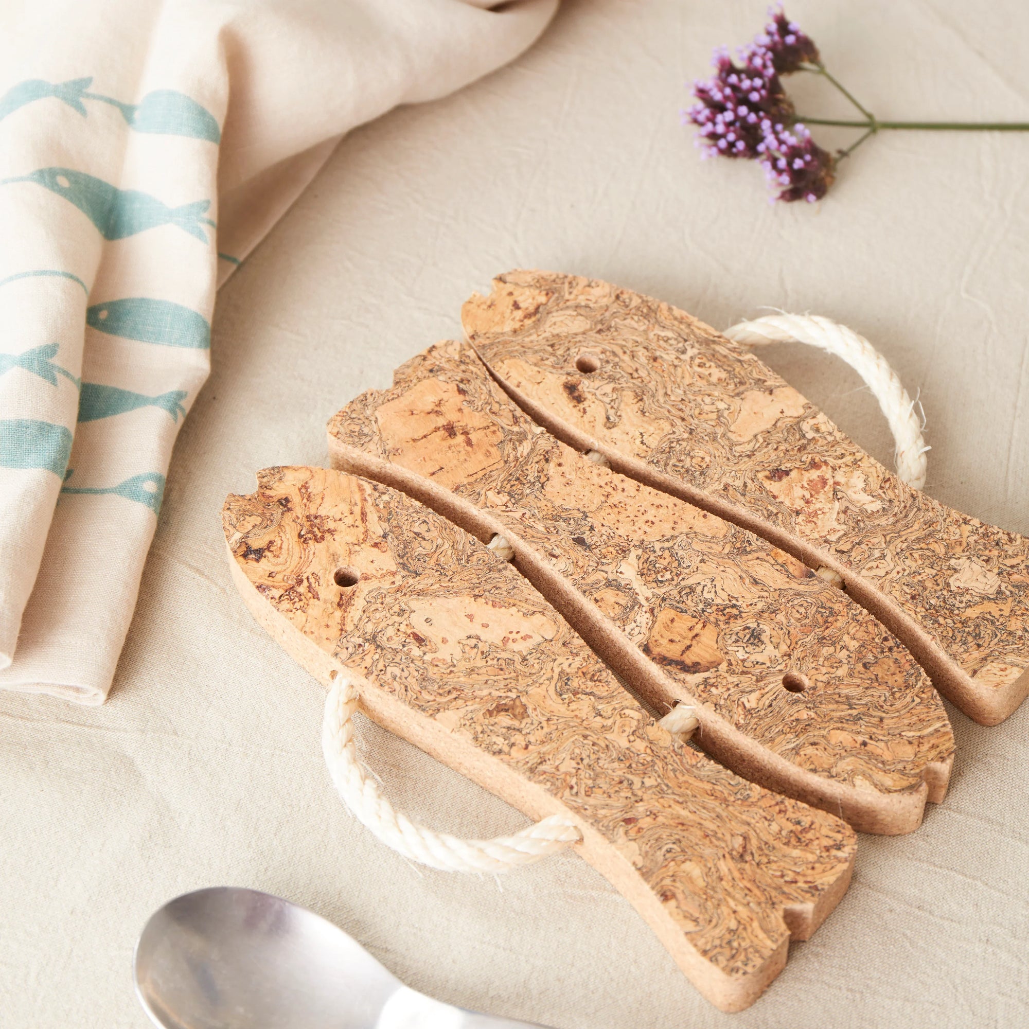 Natural Cork 3 Fish Trivet