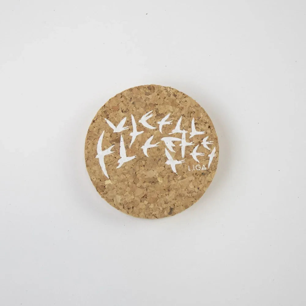 Sustainable cork round magnet. Swallows Design