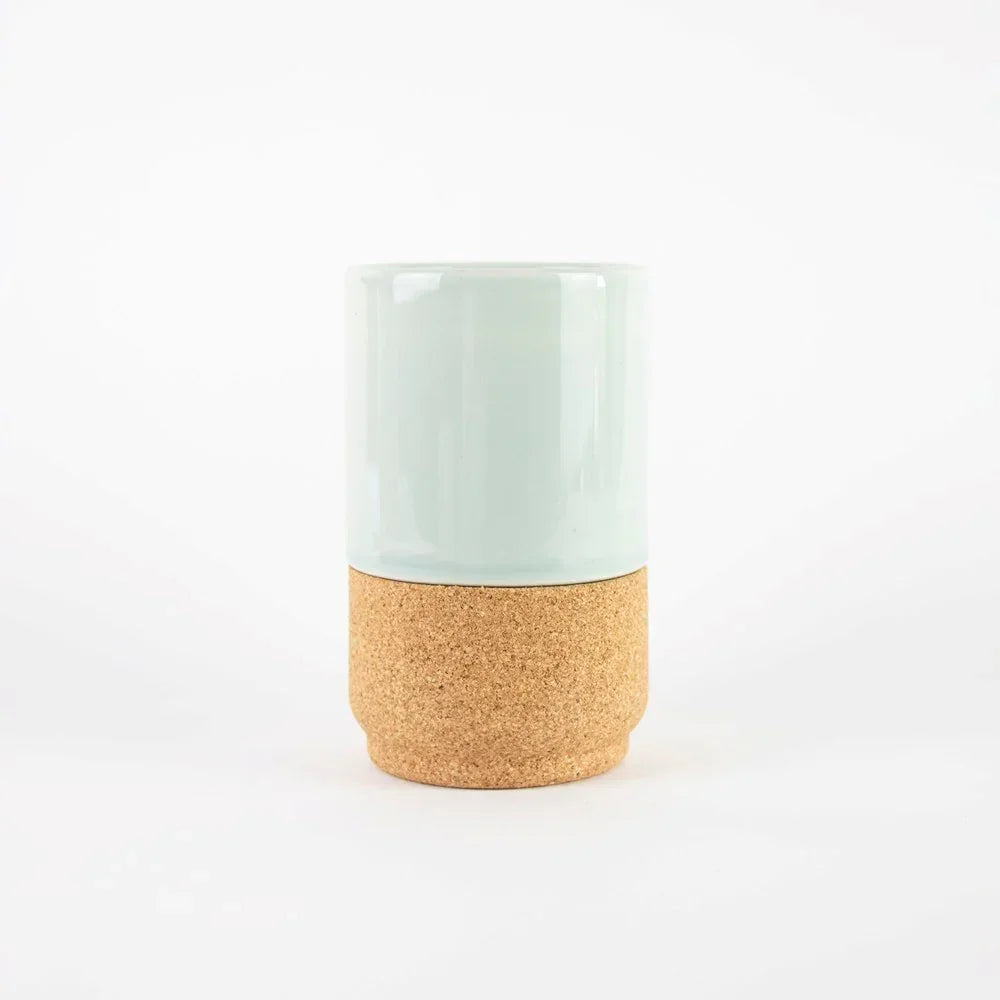 Sustainable Ceramic and cork mug, Aqua