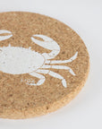 Eco friendly cork placemats + coasters. Crab design