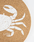 Eco friendly cork placemats + coasters. Crab design