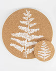Eco friendly cork placemats + coasters. Fern design