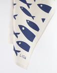 Navy fish 100% organic cotton tea towel