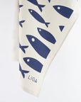 Navy fish 100% organic cotton tea towel