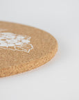 Eco friendly cork placemats + coasters. Hydrangea Design