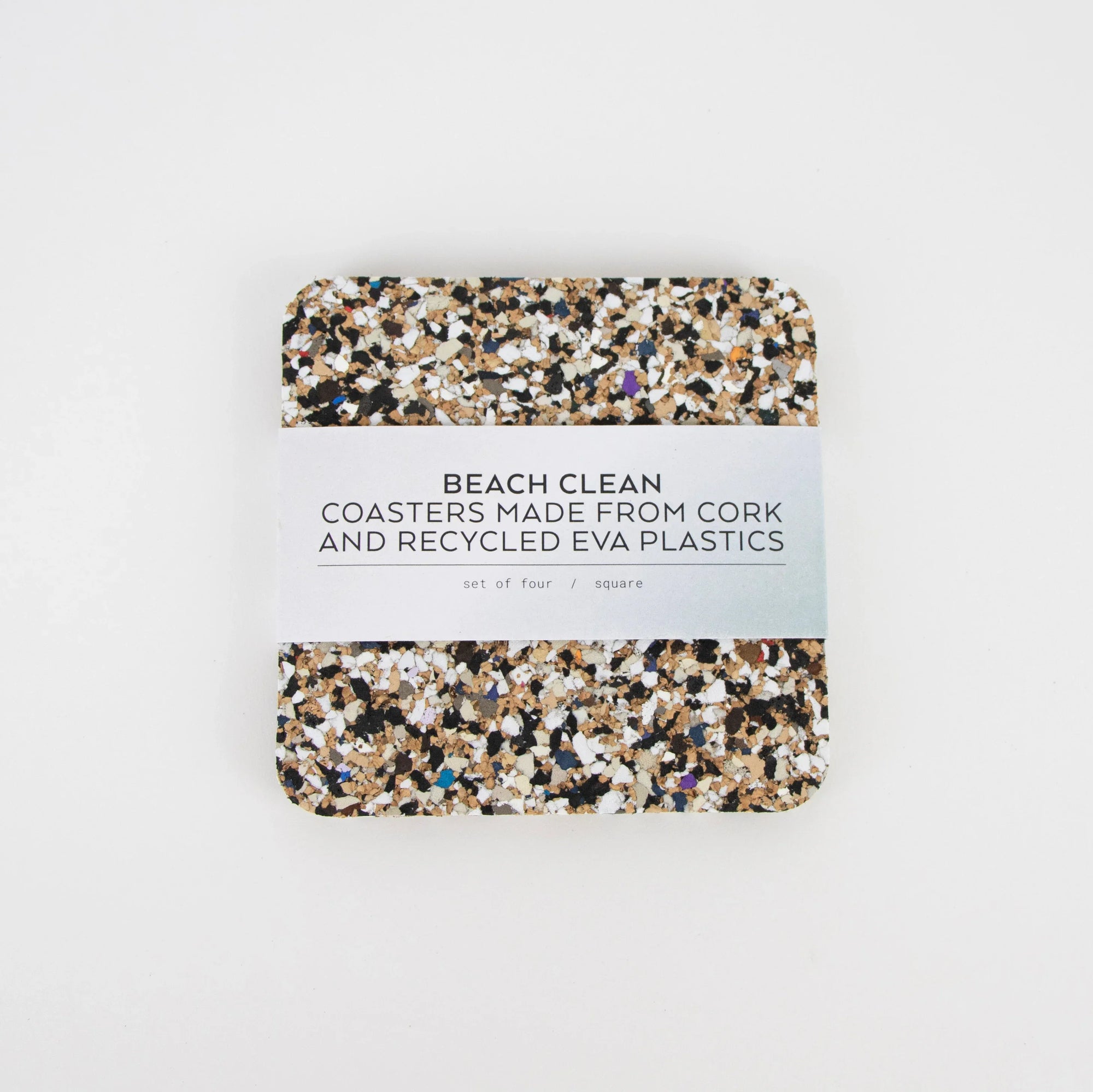 Recycled Beach Clean Square Coasters. set of 4 in wrap