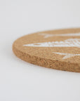 Sustainable cork placemat and coaster. Mackerel design