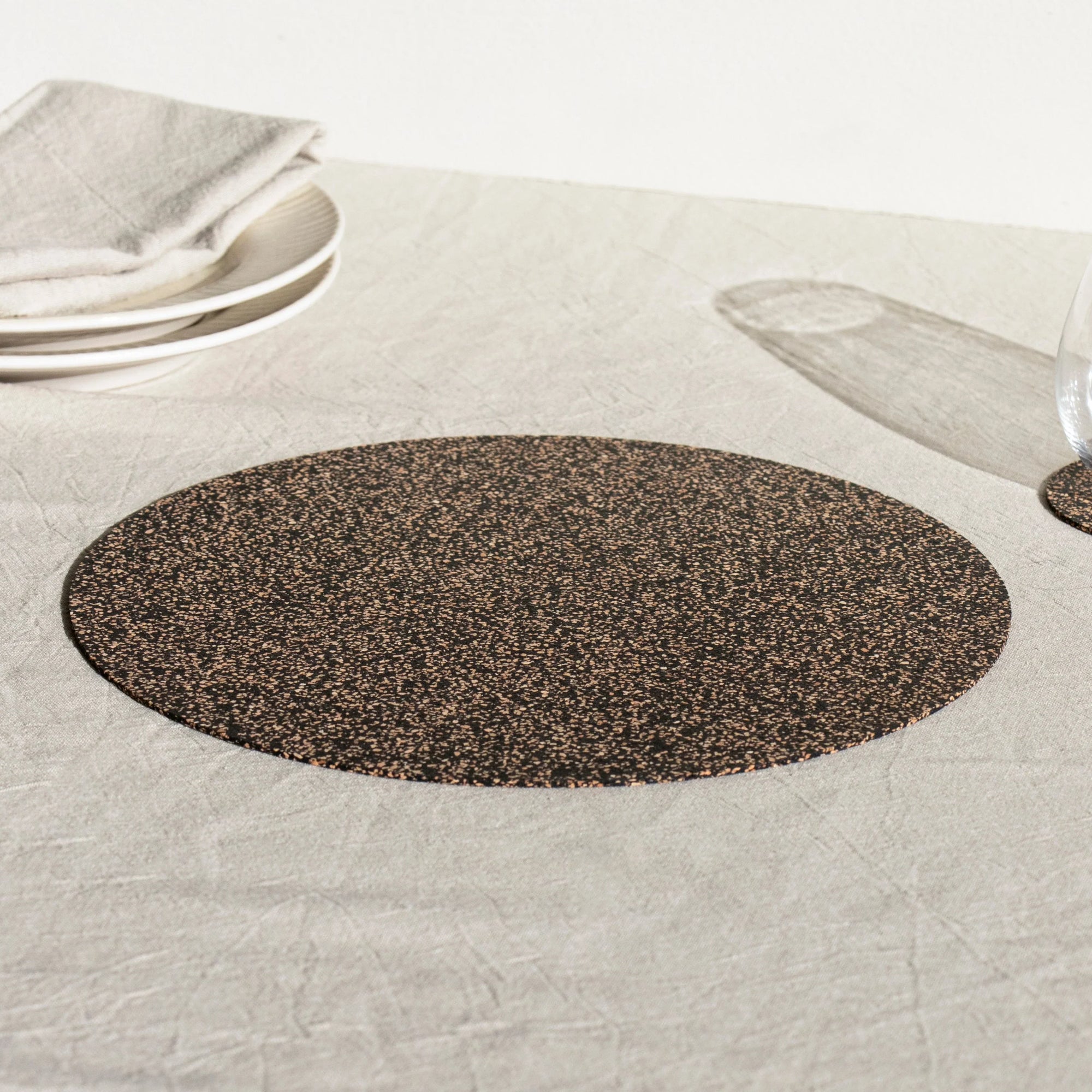Dash Recycled Rubber & Cork Placemats | Round Set of 4