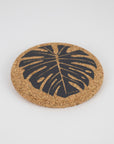 cork coasters with Monstera design
