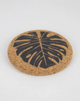 cork coasters with Monstera design