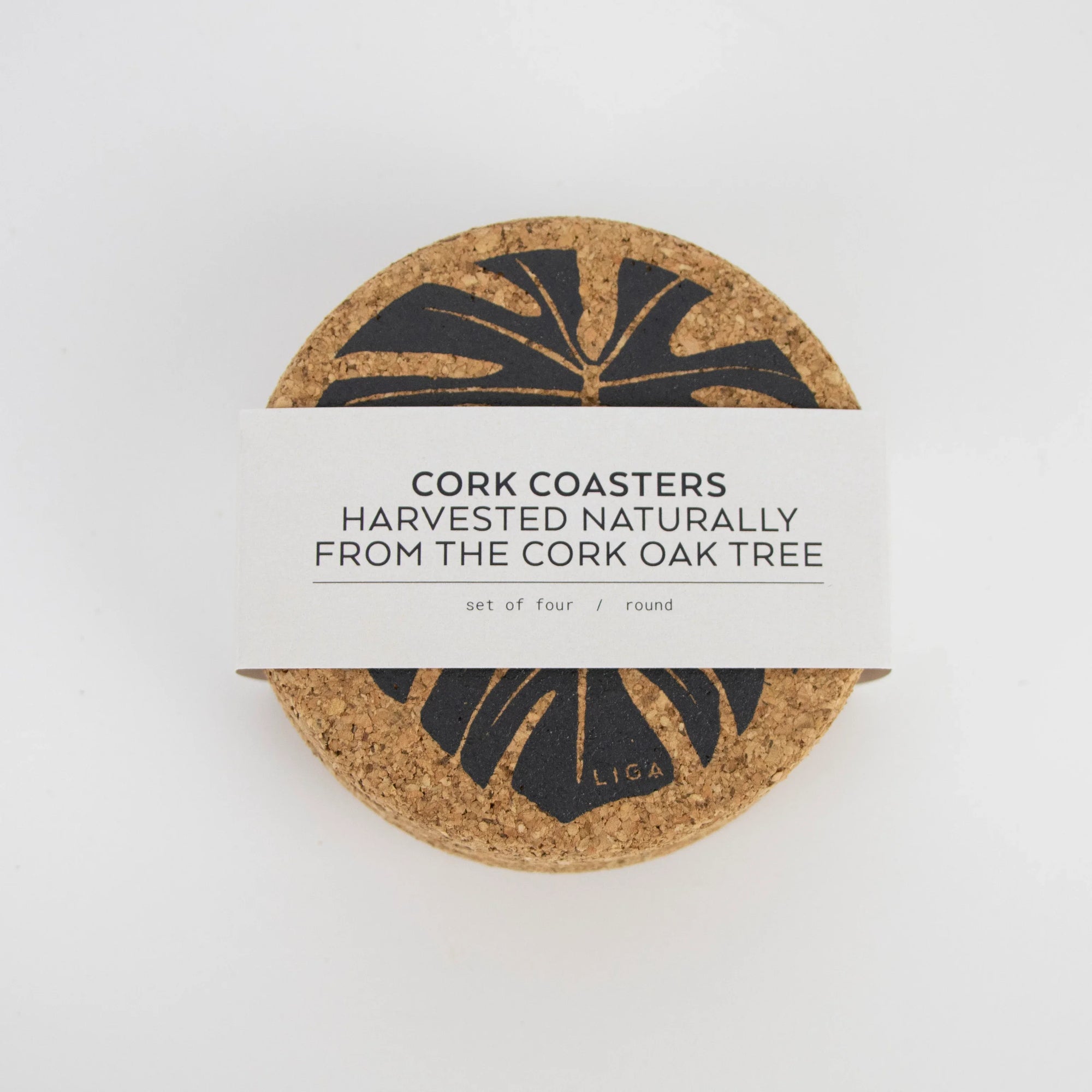 cork coasters with Monstera design