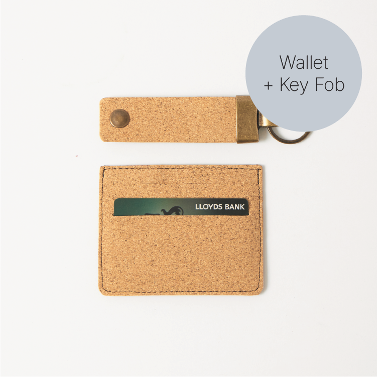 Card Holder wallet &amp;  Key Fob - cork