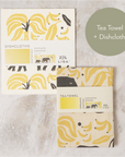 Tea Towel and matching Dishcloths | Elephant & Bananas