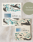 Tea Towel and matching Dishcloths | Swimming Penguin