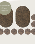 Dash Recycled Rubber & Cork Placemats | Oval S/8 + 2 sets of FREE coasters