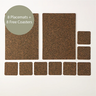 Dash Recycled Rubber & Cork Placemats | Rectangle S/8 + 8 FREE coasters