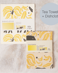 Tea Towel and matching Dishcloths | Elephant & Bananas