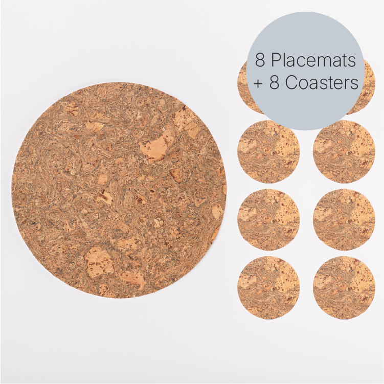 Natural Cork Placemats &amp; Coasters | Round S/8