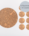 Natural Cork Placemats & Coasters | Round S/8