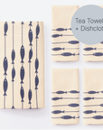 Fish on a Line Table Runner & Napkins | S/4
