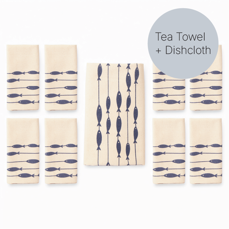 Fish on a Line Table Runner &amp; Napkins | S/8