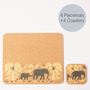 Set of 4 Placemats and matching Coasters | Elephant & Bananas