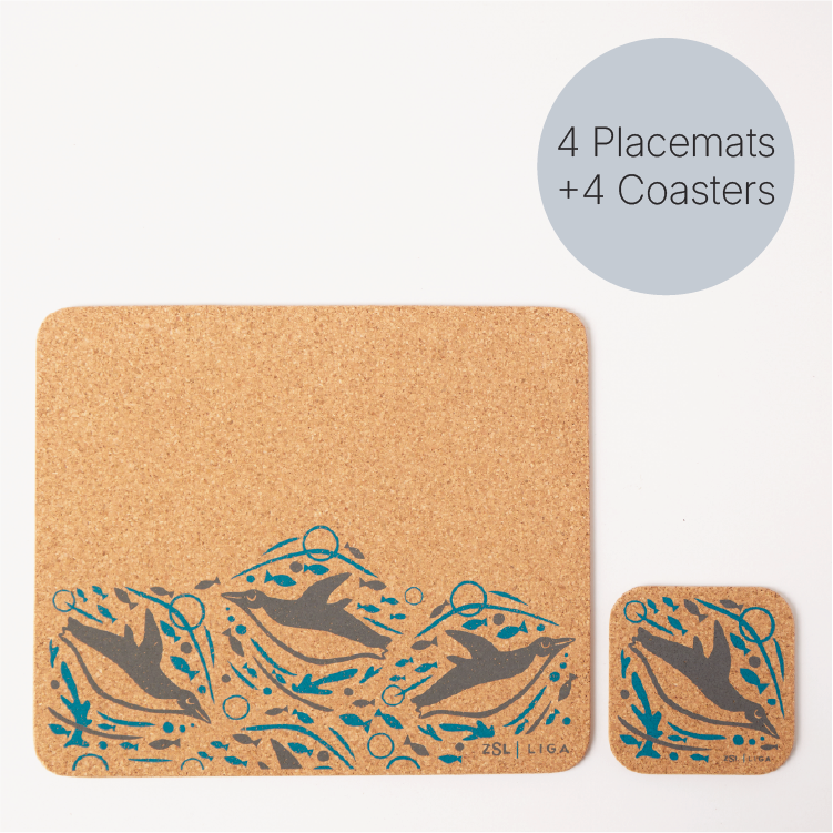 Set of 4 Placemats and matching Coasters | Swimming Penguins