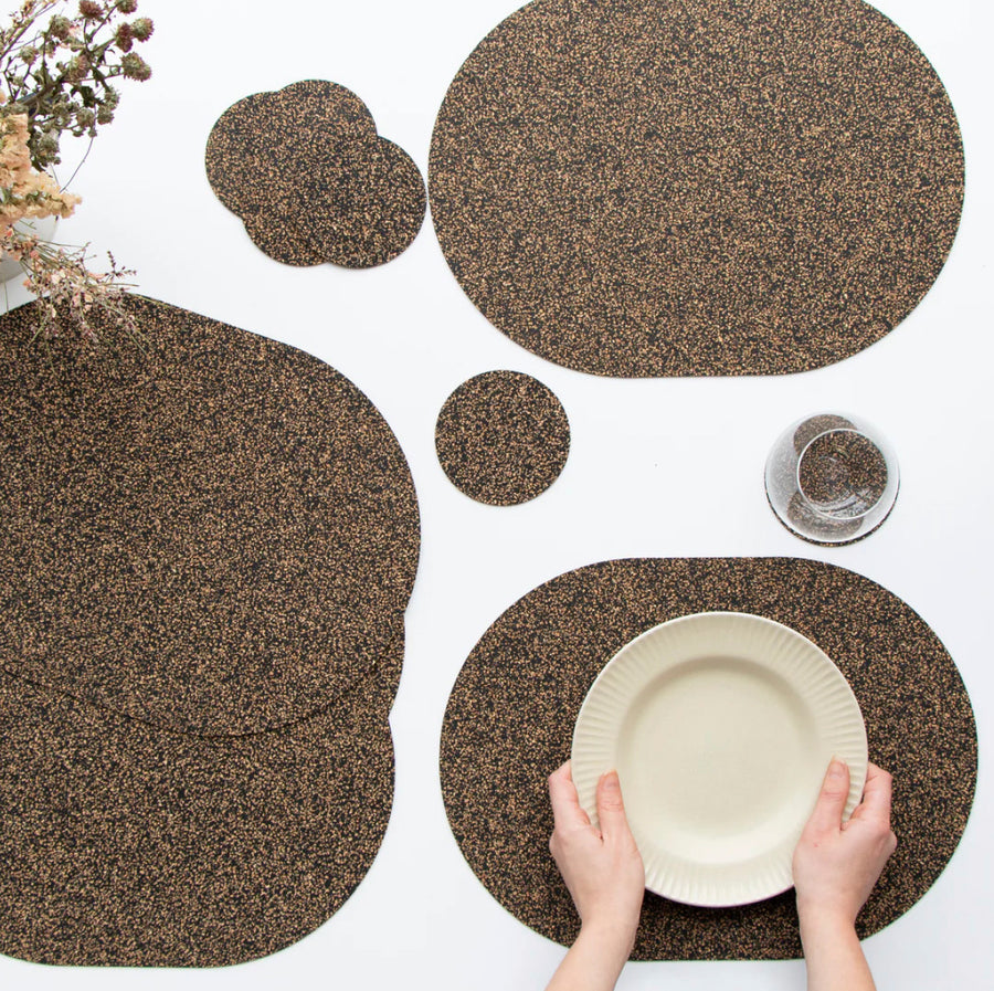 Set of 6 Dash Placemats + Coasters | Oval + Round