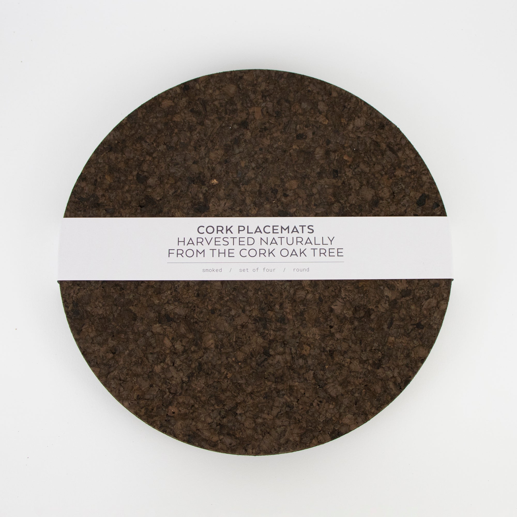 Set of 6 Smoked Cork Placemats + Coasters | Round