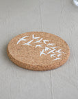 Cork Coaster | Swallows | White