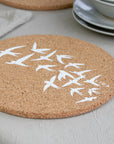Cork Placemat | Swallows | White
