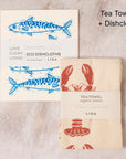 Tea Towel and matching Dishcloths | Mackerel & Lobster