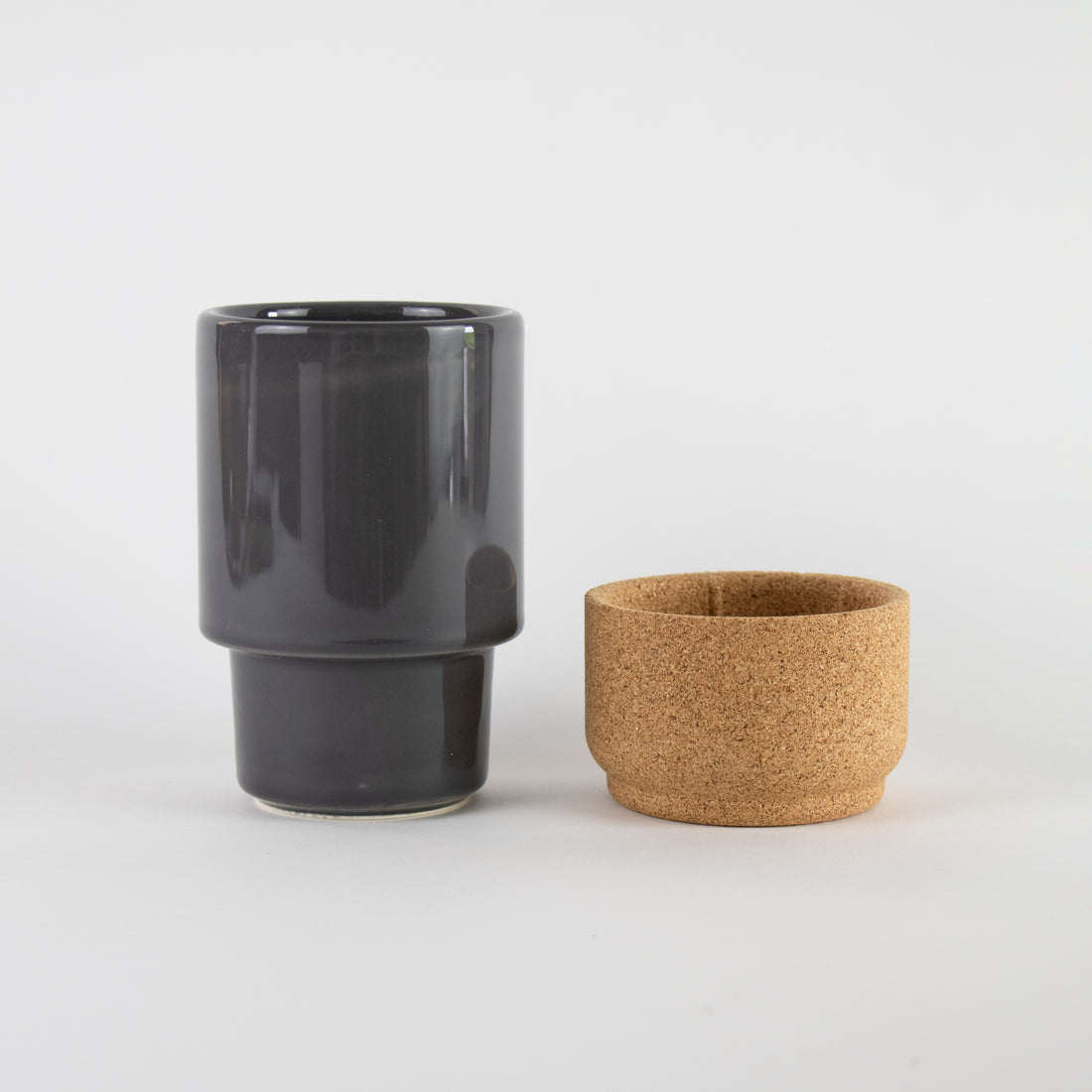 Two Large Coffee Mugs | Storm Grey + Cream