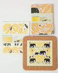 Elephants & Bananas  | Cork and Tile Trivet, Tea Towel and Dishcloths