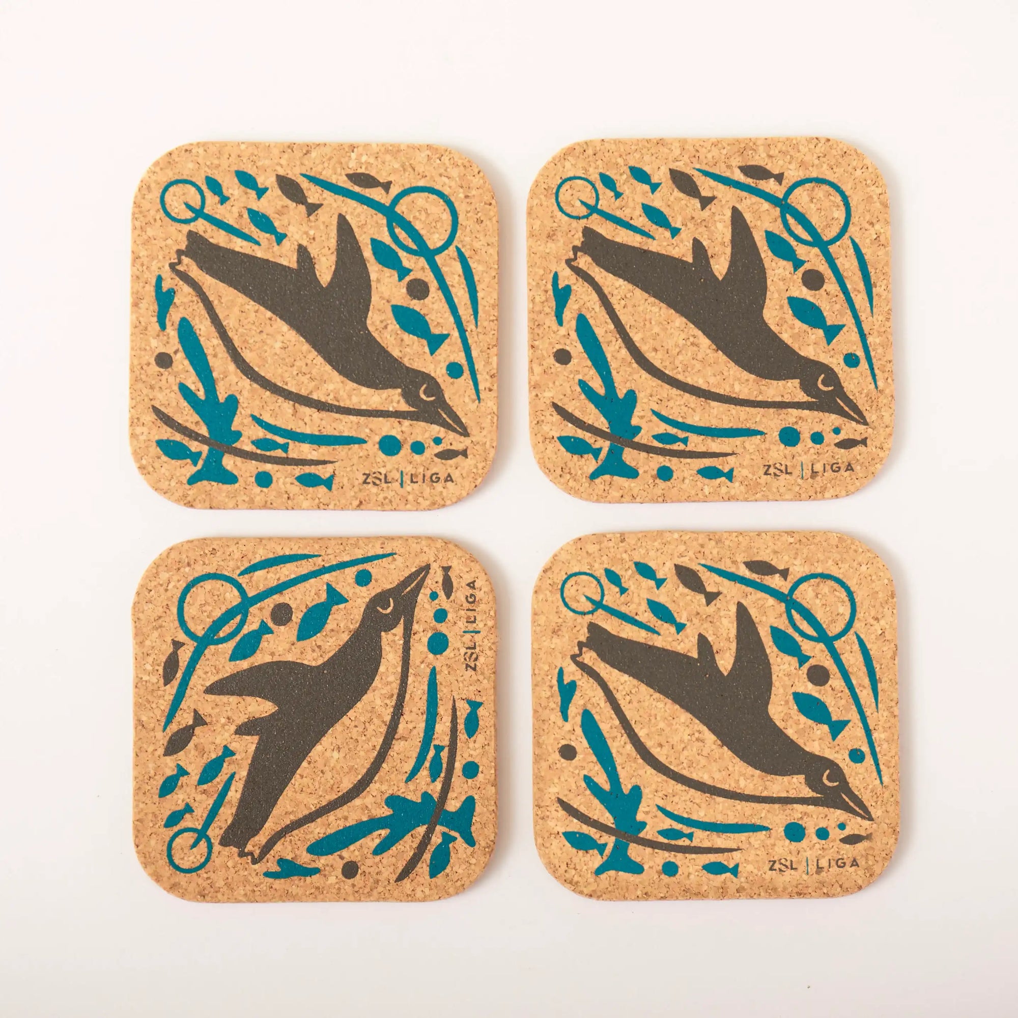 Set of 4 Placemats and matching Coasters | Swimming Penguins