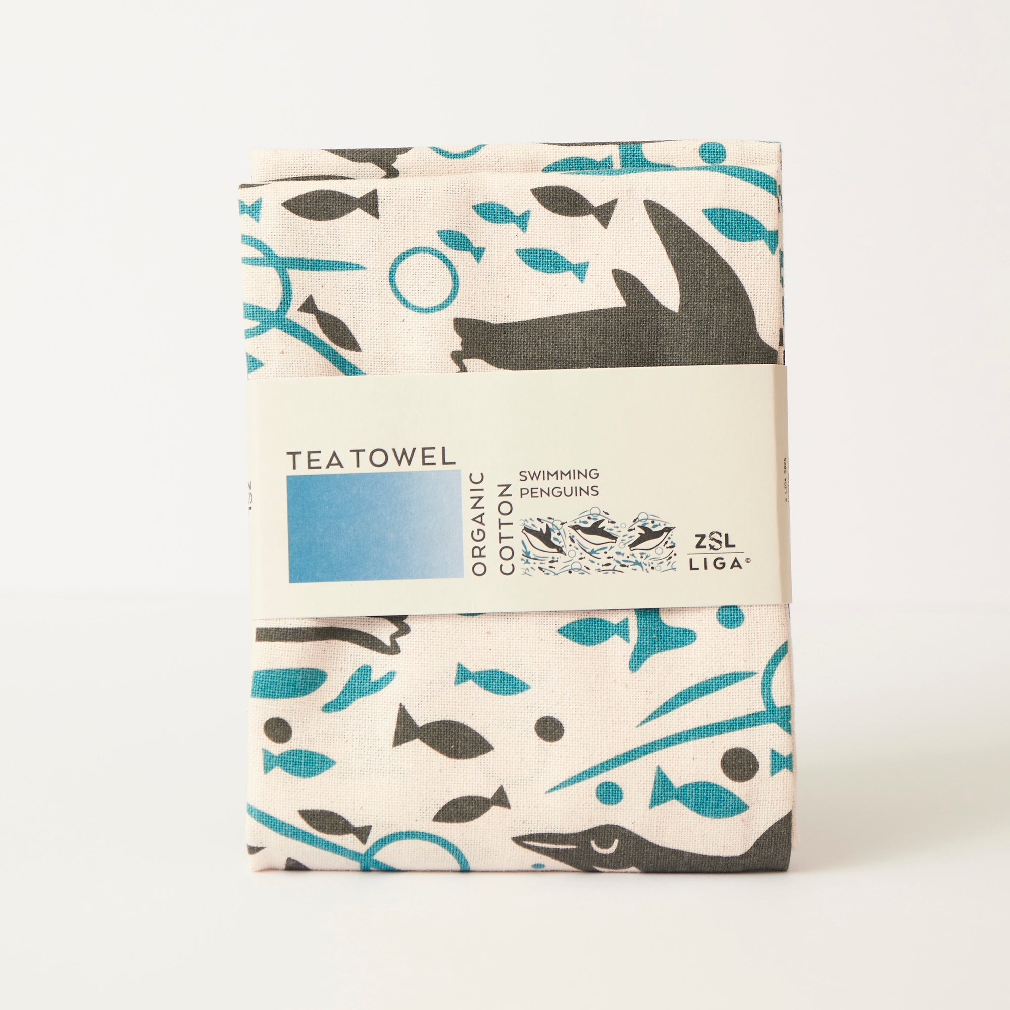 Tea Towel and matching Dishcloths | Swimming Penguin