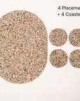 Beach Clean Oval Placemats & Coaster Bundle | Table Set of 4
