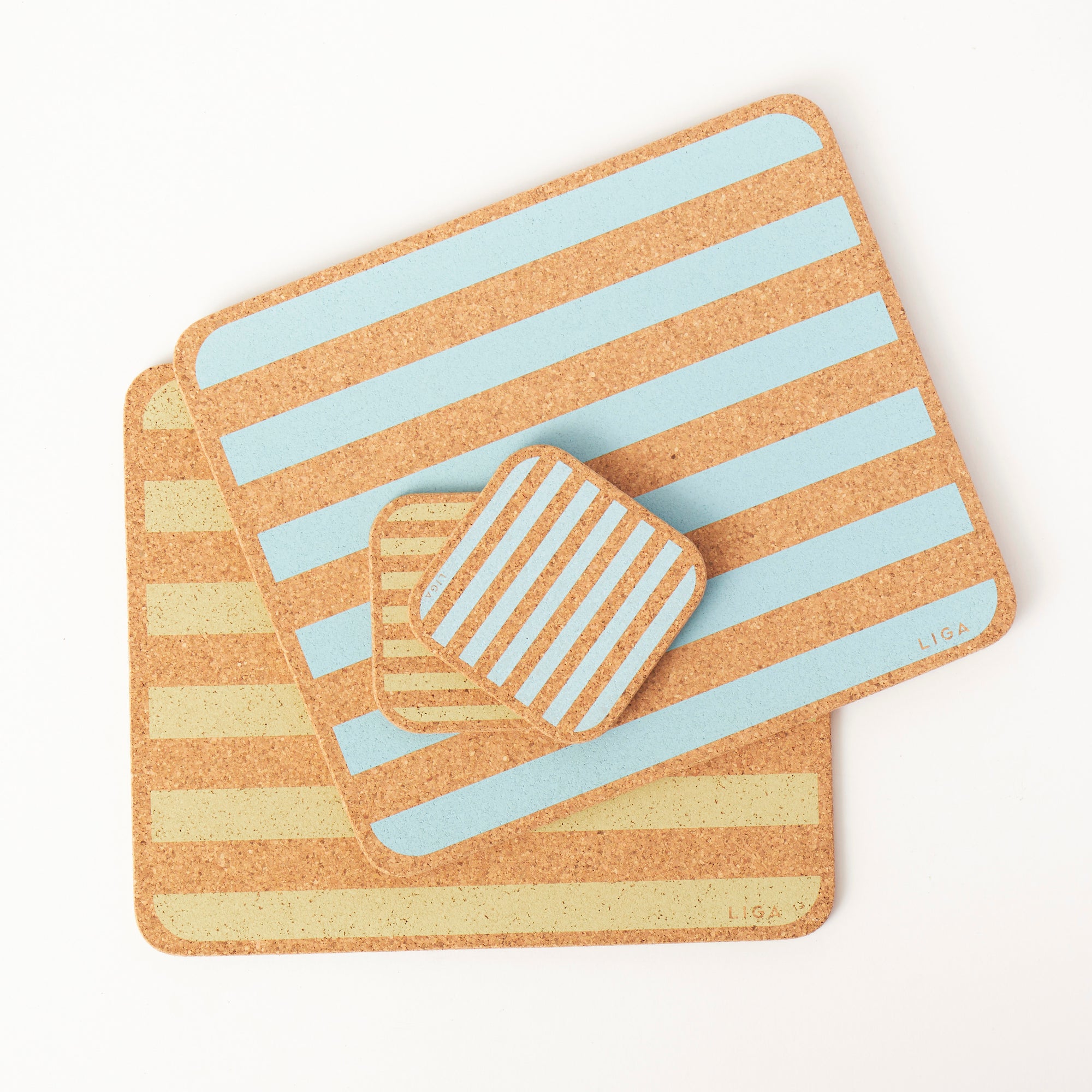 Cork Placemats | Candy Stripes - Blue