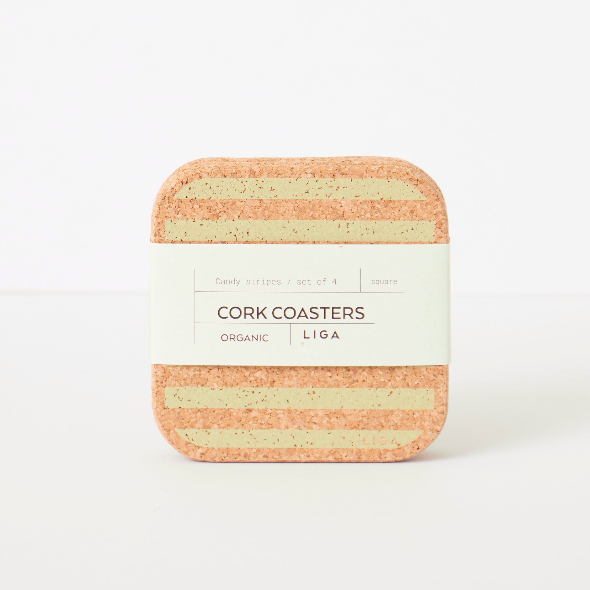 Cork Coasters | Candy Stripes - Olive