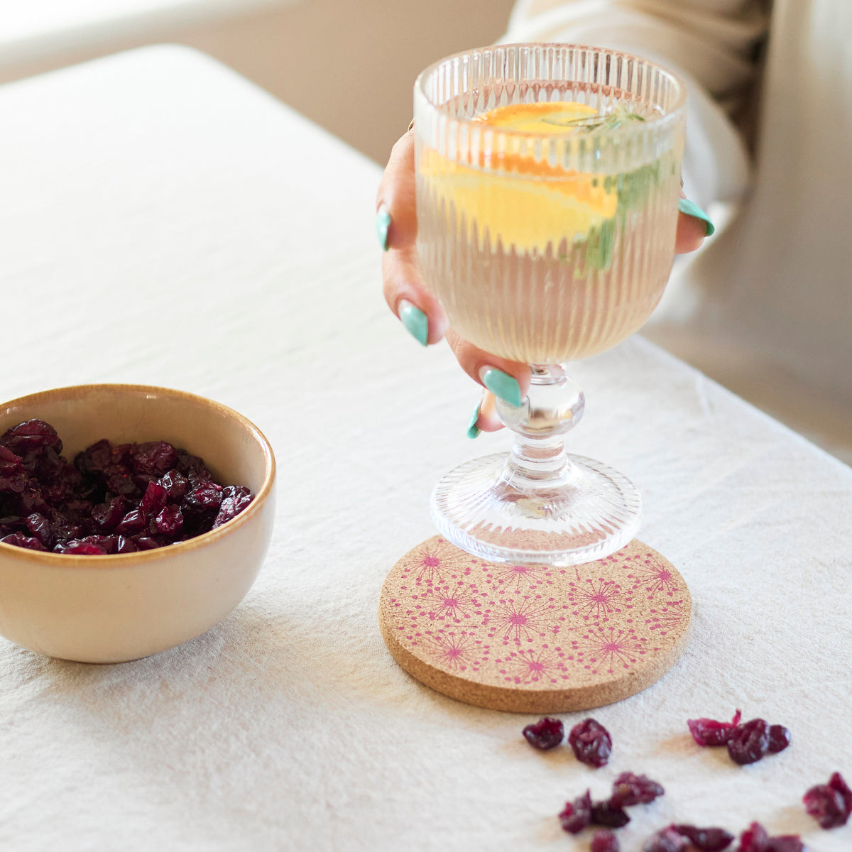 Cork Coaster - Cranberry Red