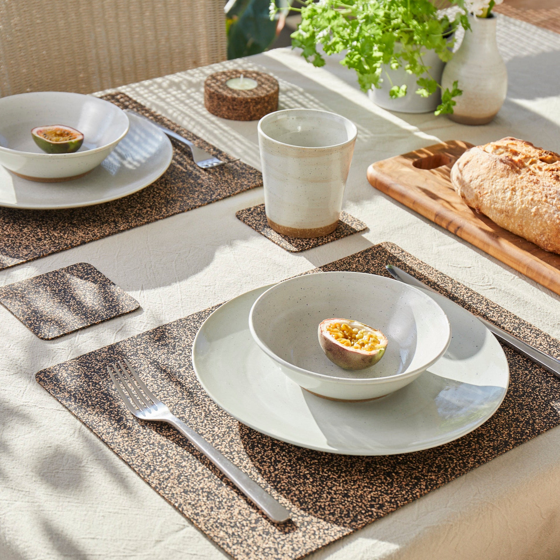 Dash Recycled Rubber &amp; Cork Coasters | Square Set of 4