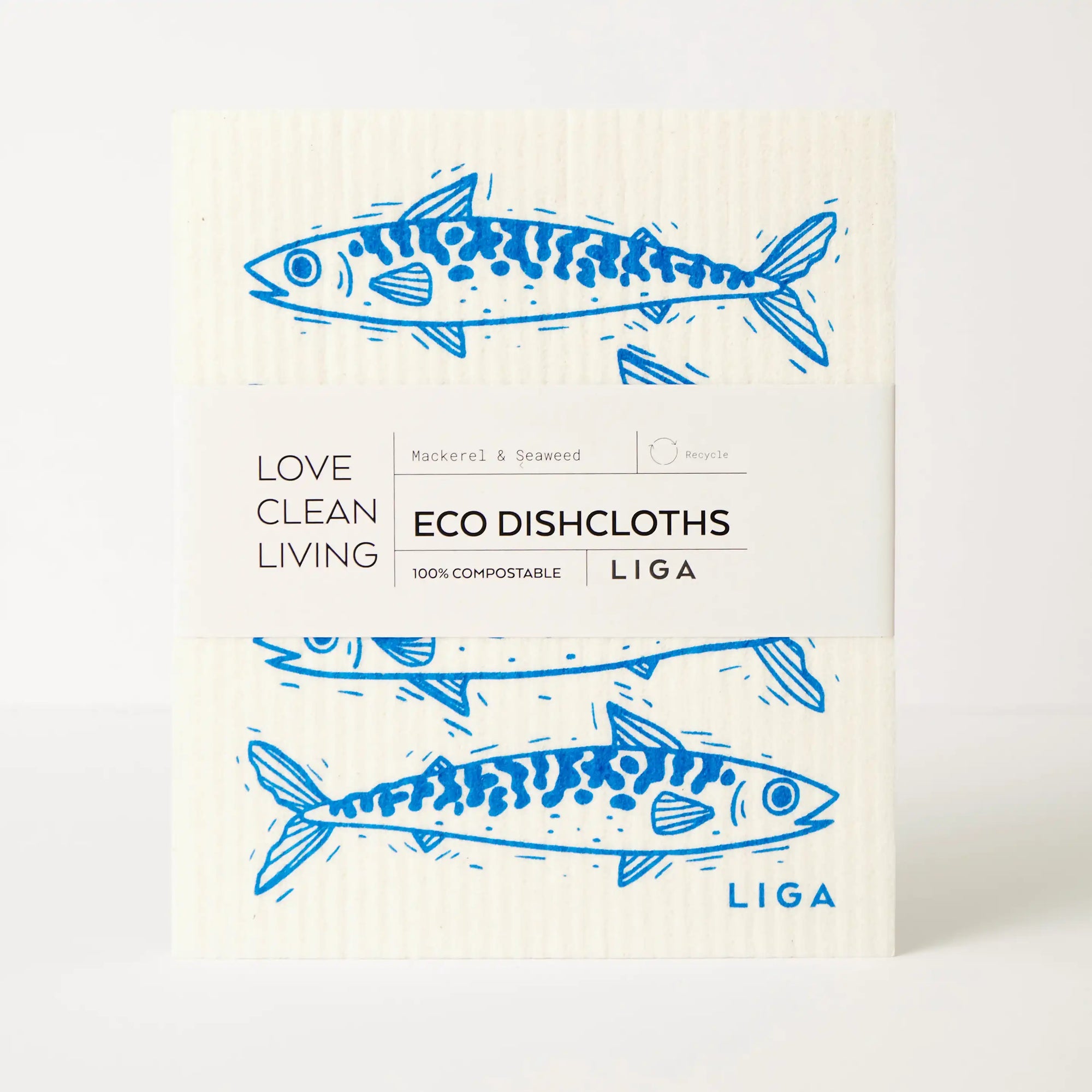 Tea Towel and matching Dishcloths | Mackerel &amp; Lobster