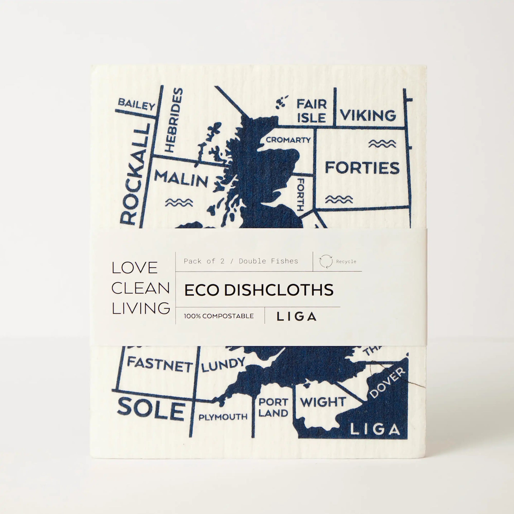 Tea Towel and matching Dishcloths | Shipping Forecast