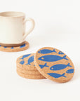 Cork Coasters | Fish Blue
