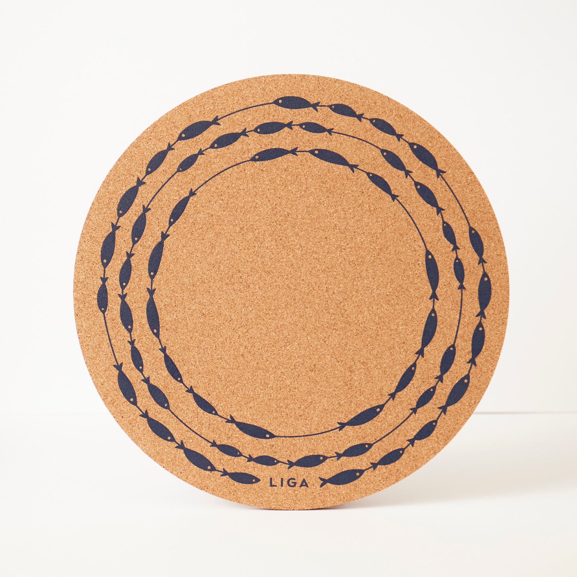 Cork Placemat - Fish on a Line Navy
