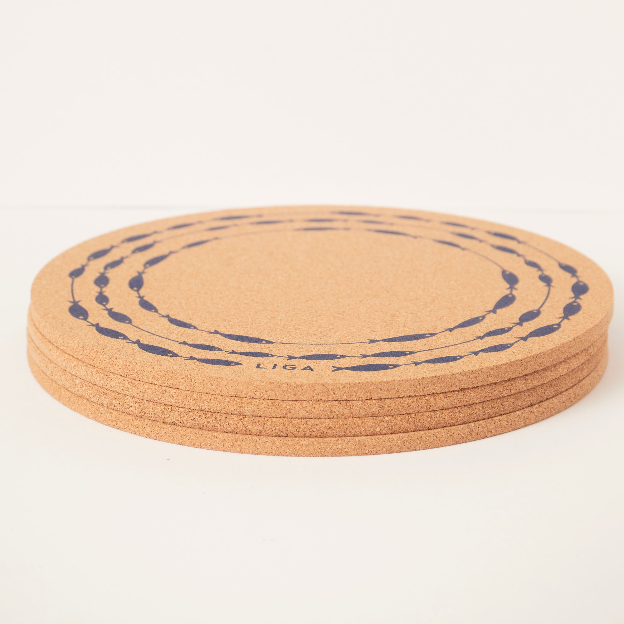 Cork Placemat - Fish on a Line Navy