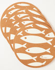 Cork Placemat - Fish White