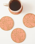 Cork Coasters | Flora Pink