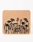 Cork Placemats Rectangle | Flowers - Grey