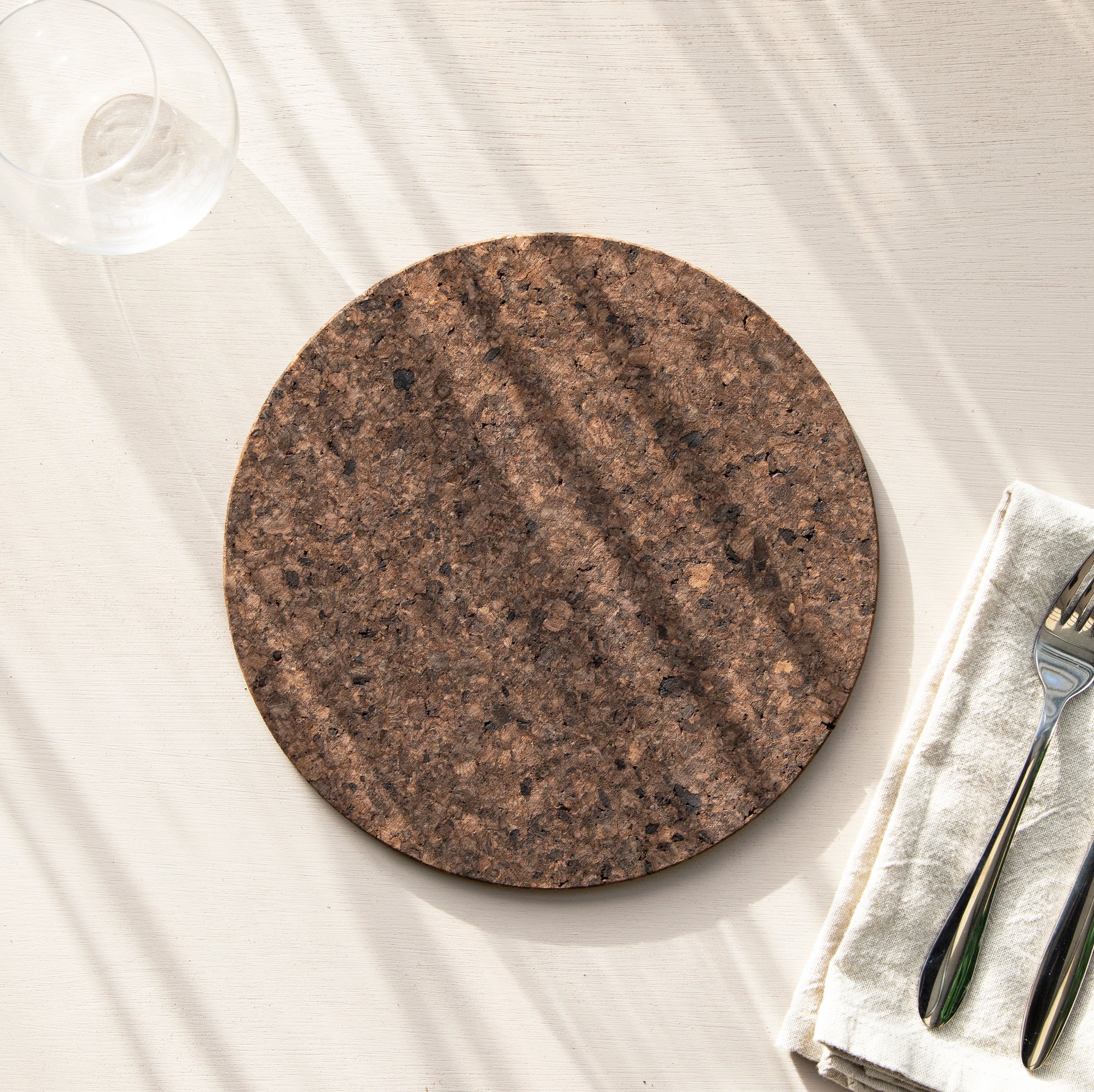 Set of 6 Smoked Cork Placemats + Coasters | Round